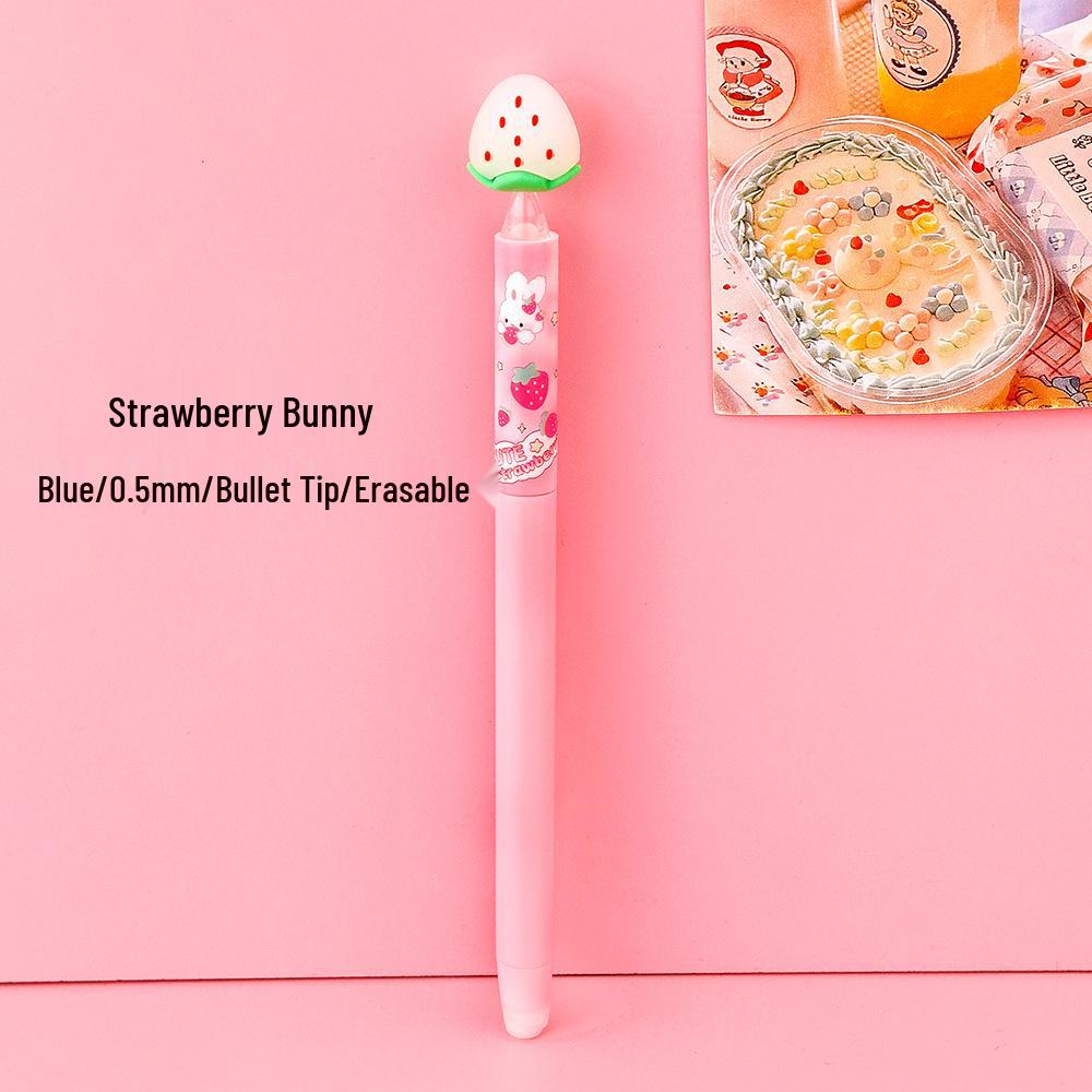 Strawberry Color-Changing Erasable Pen - Cute Heart Twist Ballpoint for Students 0.5mm