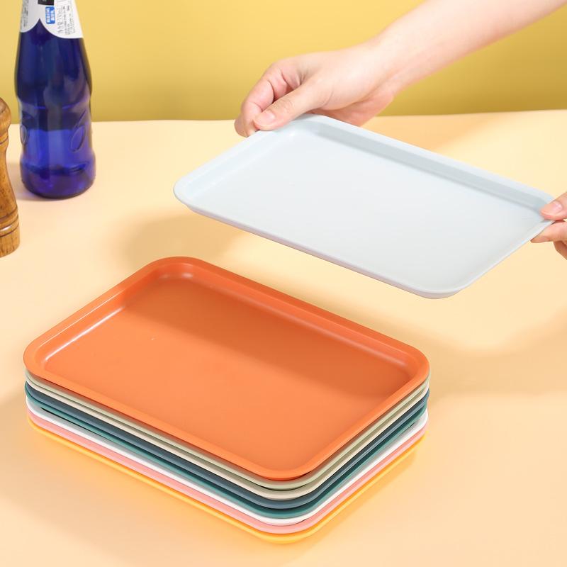 Nordic style rectangular tray household teacup plastic storage tray, restaurant kindergarten tray