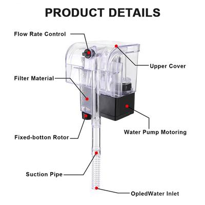 3 in 1 Kleiner Aquariumfilter Kleiner Tankfilter Aufhängung Sauerstoffpumpe Wasserreiniger