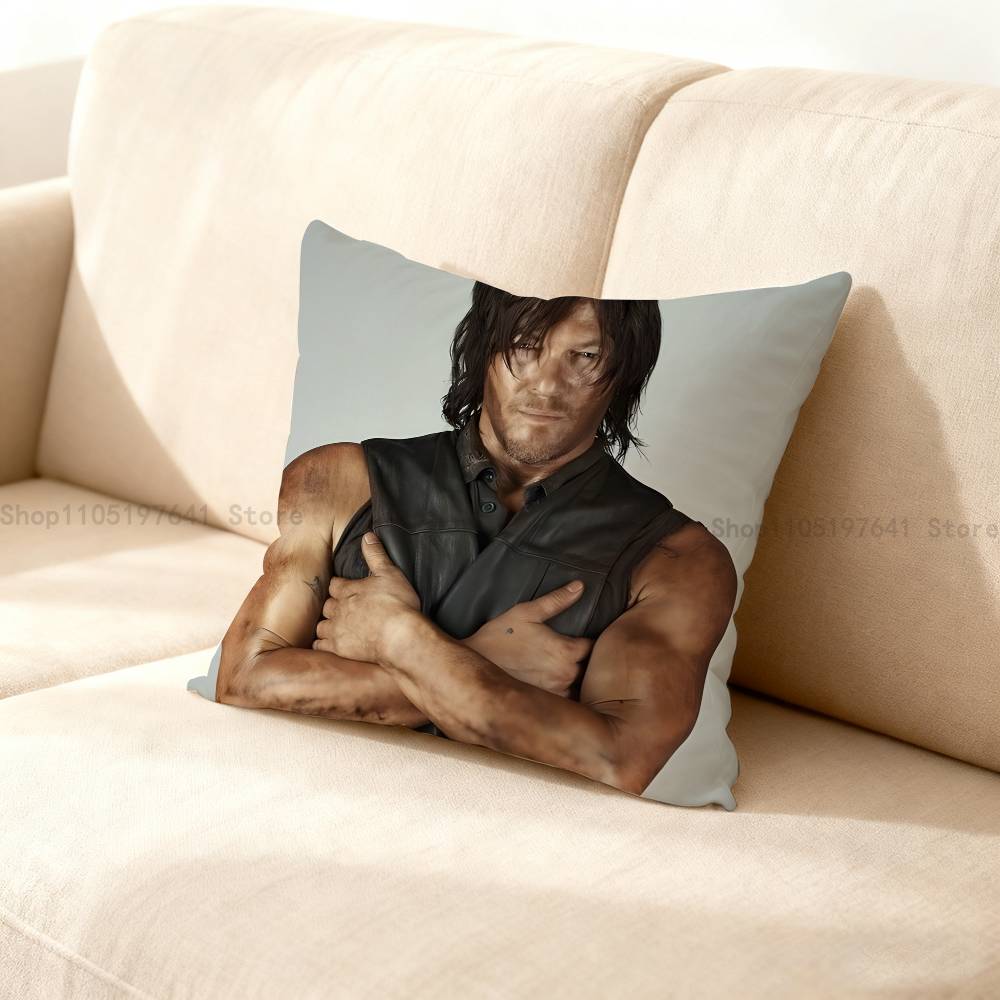 Norman Reedus W-Walking D-Dead American Celebrity Merchandise All-Match Printed Pillow Case Sofa Car Room Decoration Protector