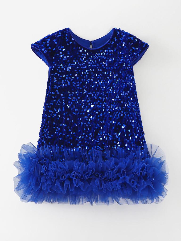 Girls' Sequin Princess Dress: 2025 Christmas Short-Sleeve Party Gown