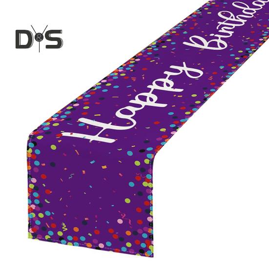 Happy Birthday Table Runner Balloon Confetti Print Protects Table from Heat And Scratches Reusable Table Protection Decoration Birthday Party Table