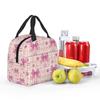 Pink Plaid, Bows And Stars Insulated Lunch Bag for Women Office Cooler Thermal Food Box Tote Portable Lunch Boxes Container