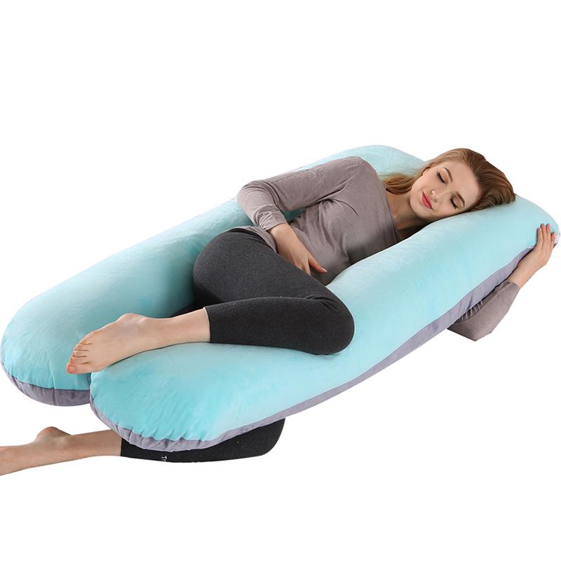 Crystal Velvet U-Shaped Pregnancy Pillow for Abdominal, Waist, and Leg Support