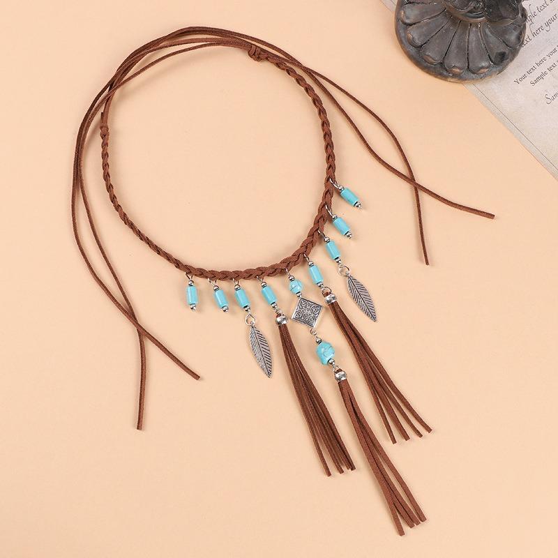 Bohemian Arm Necklace Women's Clavicle Chain Turquoise Tassel Arm Chain Vintage Vacation Accessories