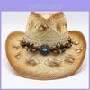 Vintage Ethnic Style Straw Hat With Wide Brim For Summer Beach And Sun Protection