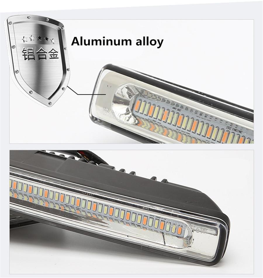 LED Tricolor Daytime Running Turn Signal Light Car Fog Driving Lamp White+Amber