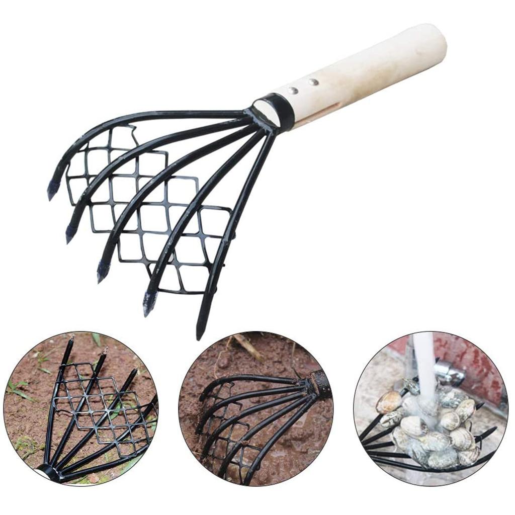 Rastrello Manuale Multifunzione Rastrello a Artigli con Rete Artigli per Vongole Scavatore di Vongole