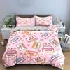 Retro Cassette Pattern Decor Set Bedding Set with 1 Duvet Cover 2 Pillowcases Single Double King Queen Gift