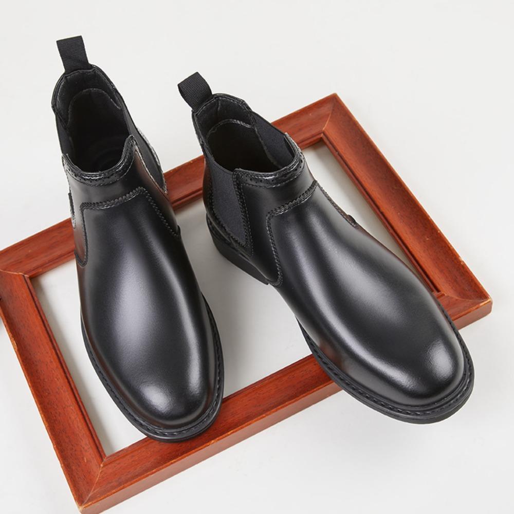 Men Casual Shoes Genuine Leather Chelsea Boots British Style High Top Martin Boots Trendy Autumn Winter
