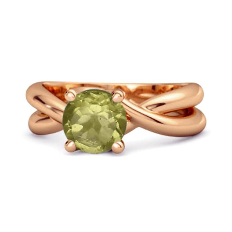 Peridot Crisscross Band Ring - 925 Sterling Silver Rose Gold Vermeil 11