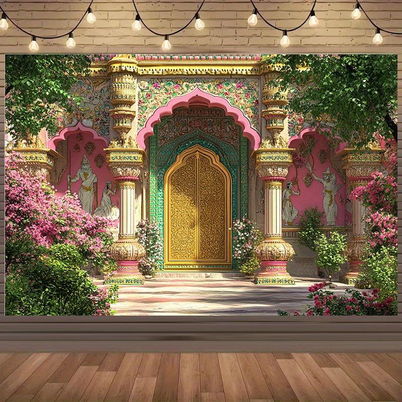 1 Piece of 2D Background Cloth with Indian Style Art Background Cloth: For Cultural Events and Other Scenes, Party Banners