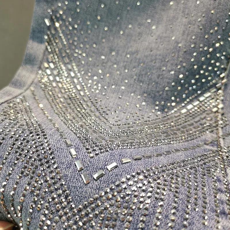 Jeans skinny a vita alta da donna, cropped, slim-fit, per primavera/autunno, con design unico