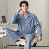 Pajamas Spring And Autumn Men'S Pure Cotton Long-Sleeved Trousers Medium Dad Plus Size Loungewear Set