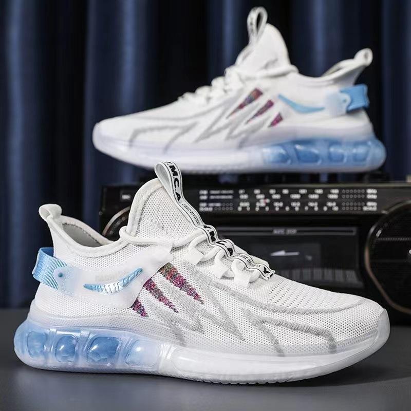 

Summer new men s shoes popcorn sole sports shoes student casual men s shoes fly-woven soft-soled breathable running shoes 44