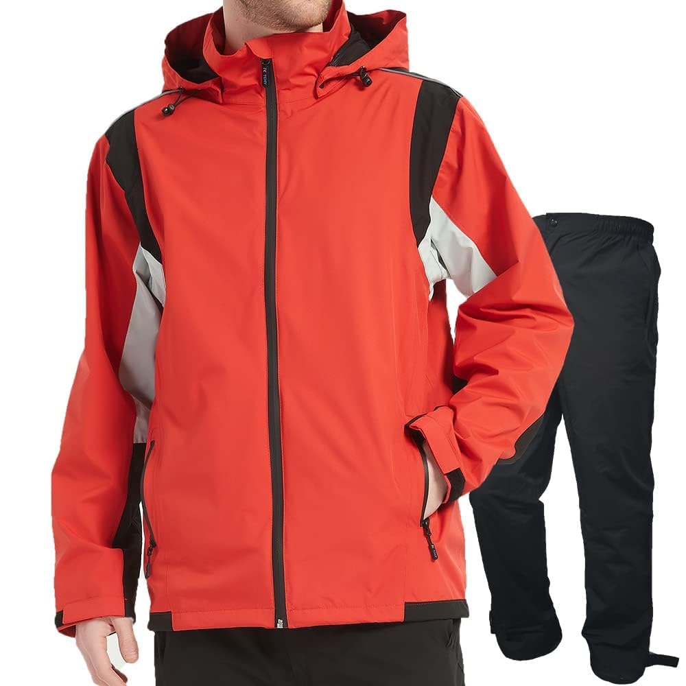 

Aoki Outdoor Men s Waterproof Rainsuit Set, Perfect for Golf, Windbreaker, and Mountain Parka. Breathable, Lightweight, and Windproof.