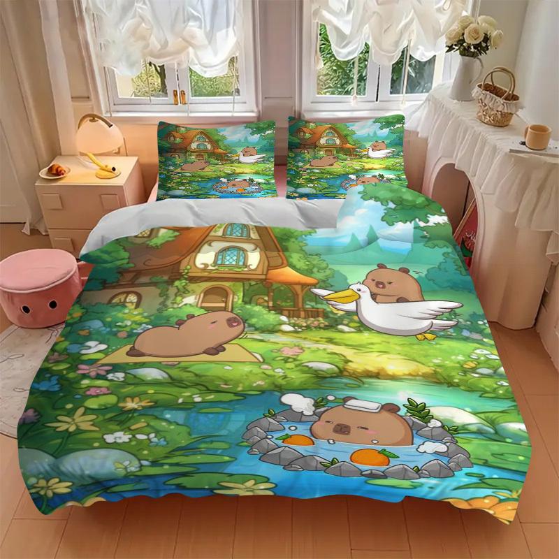 3pcs Anime Cartoon Design Bedding Set - Includes One Quilt Cover and Two Pillowcases (No Core) - Perfect for Bedroom and Guest Room Decorati