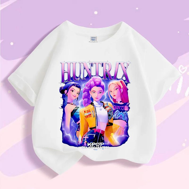 Kpop Tričko Lovce démonů Dětské Roztomilé Rumi Mira Zoey Trička Dívky Chlapci Léto Krátký rukáv Dětské Volnočasové Topy Bavlněné Oblečení Dárek