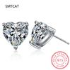 D VVS1 Heart Moissanite Earrings for Women Lab Grow Diamond Solid 925 Silver Plated Gold Stud Earring Oorbellen