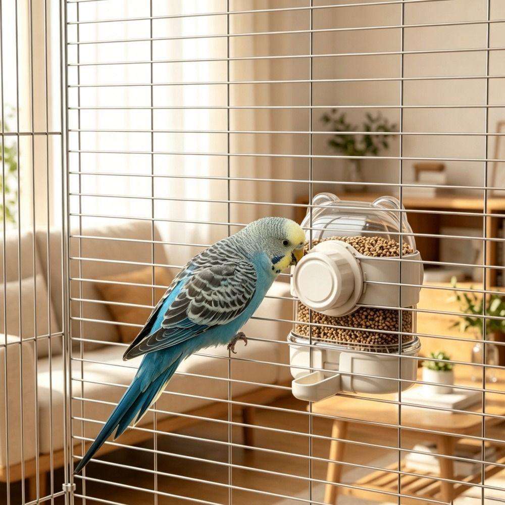 Hanging Automatic Bird Feeder Clear Bird Feeding Bowl 2 in 1 Bird Water Dispenser Parakeets