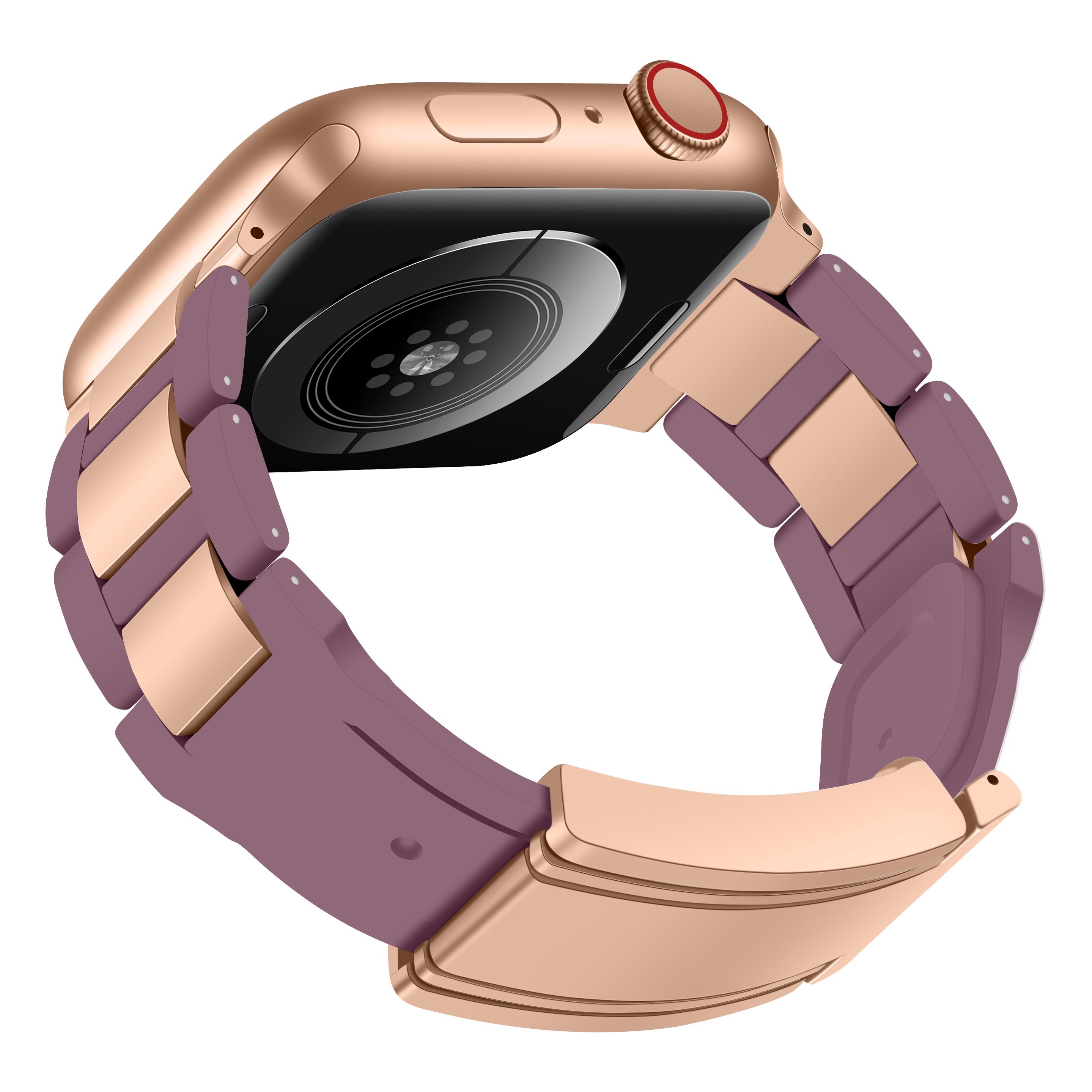 

For Apple Watch Series 10 42mm/9 8 7 41mm/SE (2023) SE (2022) SE 6 5 4 40mm/3 2 1 38mm Stainless Steel+Rubber Strap B