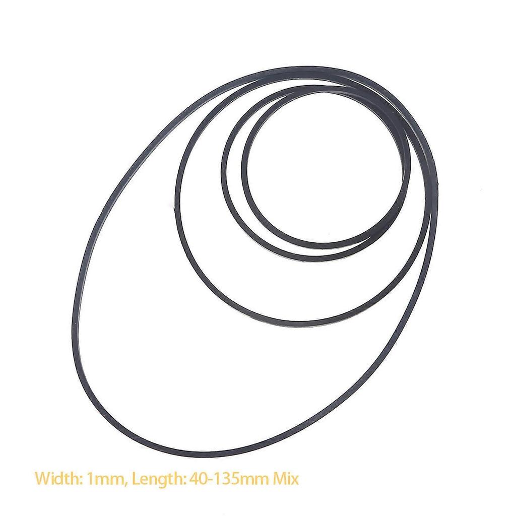 Rubber Belts for Cassette Players Video Recorders Turntable Repair Belts 1mm Width Mixed Size 50PCS/100PCS