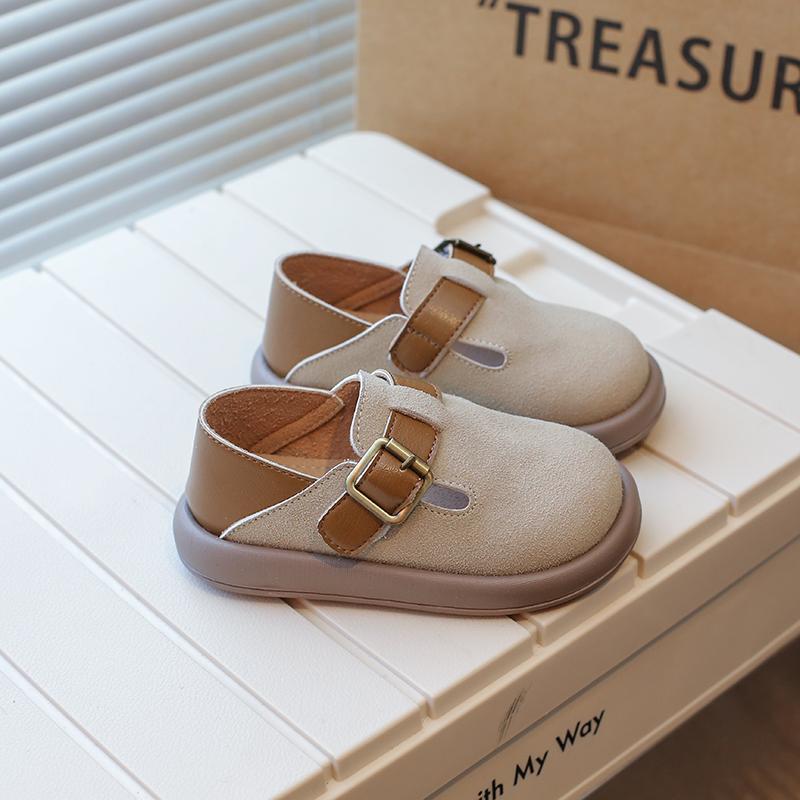 New Boys Casual Shoes Children Fashion Buckle Round-toe Britain Style Girls Loafers Versatile Breatheable Kids Unisex Shoes