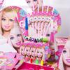 Barbie Doll Pink Birthday Supplies For Girls With Complete Tableware And Toys