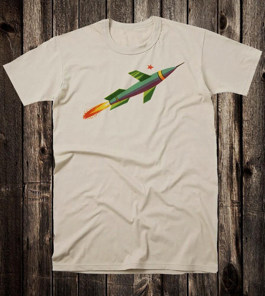 Retro Novelty Tee T Shirt Vintage Mid Century Art Atomic Rocket Ship #6 Unisex T-Shirt XXXXL