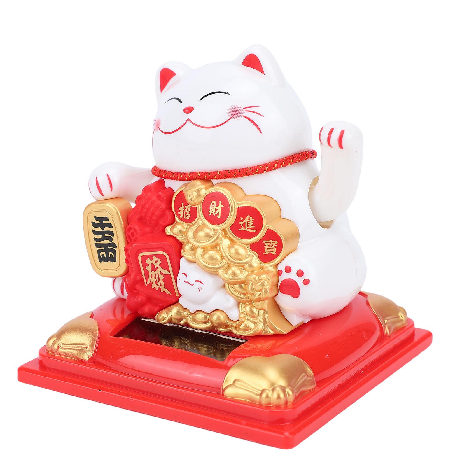 

Статуэтка Счастливого Кота Живая Милая Машущая Лапой Работающая на Солнечной Батарее Кот Удачи с Пылезащитным Чехлом для Украшения Дома или Бизнеса