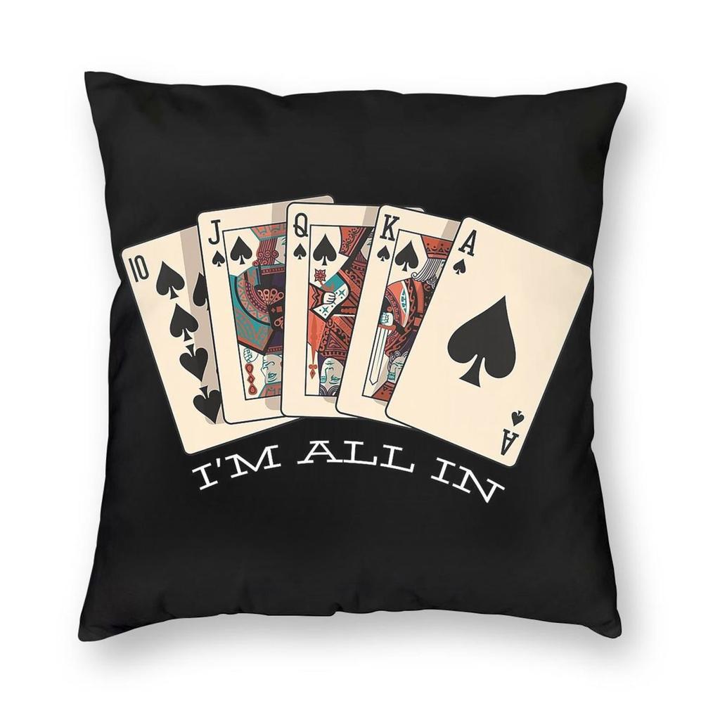 All In Royal Flush Poker Kissenbezug Polyester Leinen Samt Kreativ Reißverschluss Dekorative Kissenhülle Sofakissenbezug