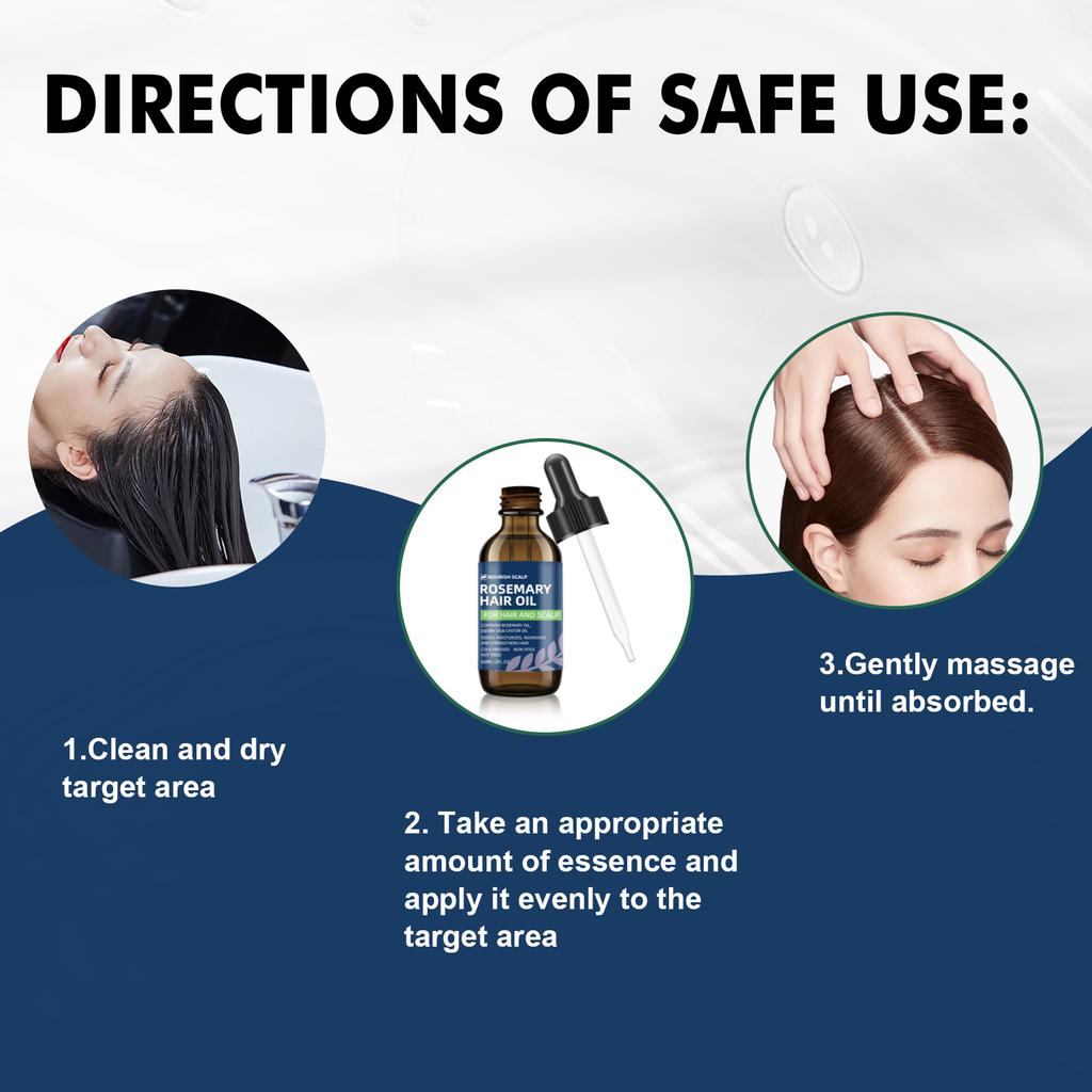 Rosemary and Peppermint Hair Care Oil Strengthening Scalp Treatment for Thicker Hair and Anti Breakage 60ML Glass Dropper for Damaged Hair