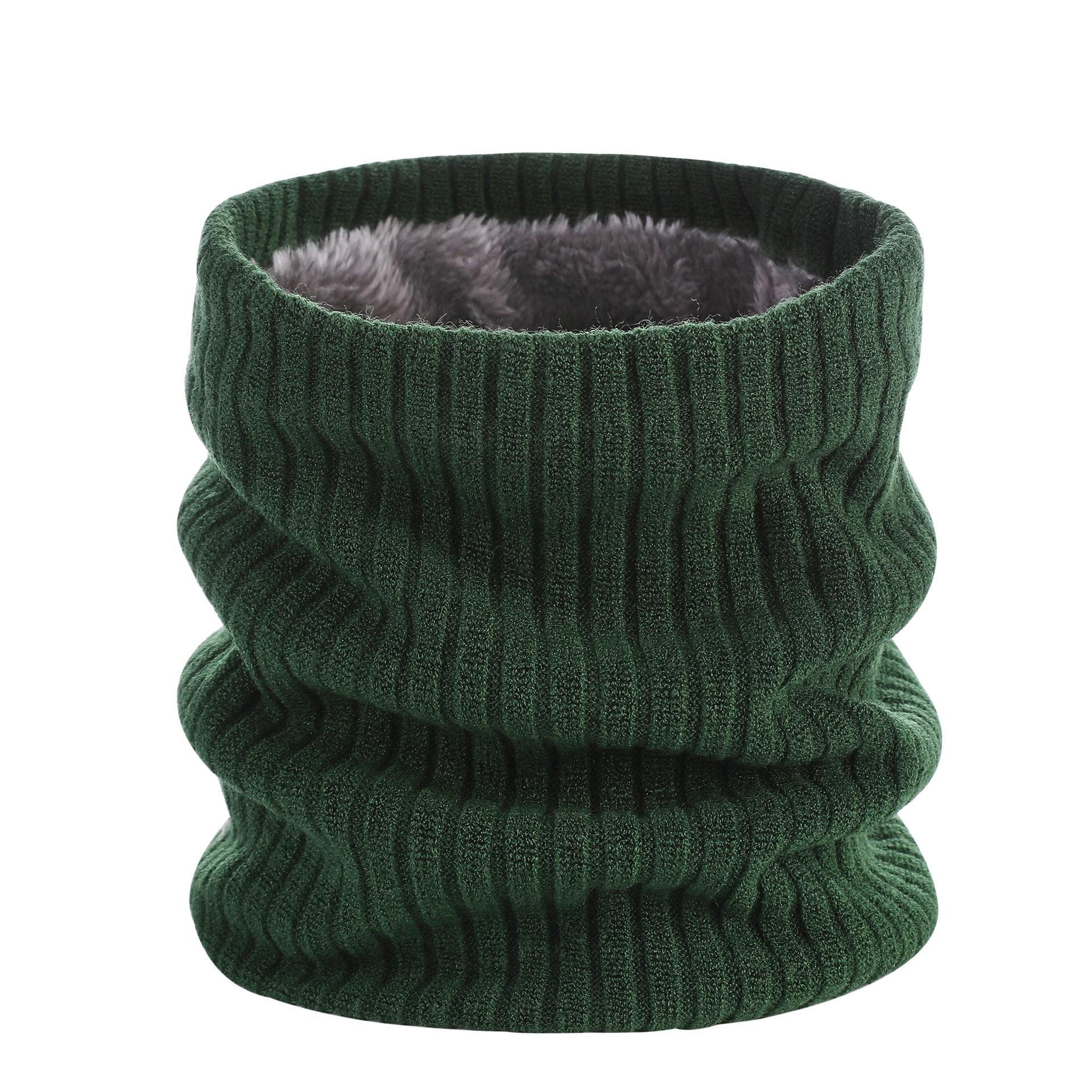 Unisex Thickened Plush Knit Scarf: Double-Layer Warm Wool Loop for Autumn/Winter One Size зелёный