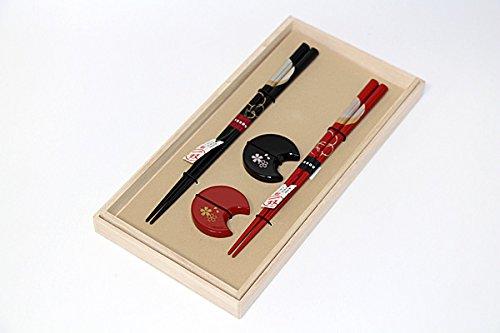 Wajima Lacquer Couple Chopstick Hanazakura Paulownia Wooden Domestically Made In Pair of Wooden Wajima Lacquerware Chopsticks, Yoimachizuki, Rest,