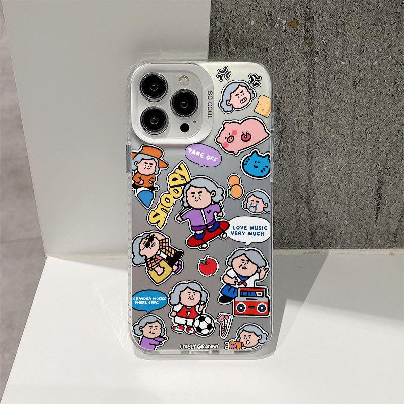 Cartoon puzzle phone case For iPhone16 anti-fall 15promax color silver 13 cartoon 12