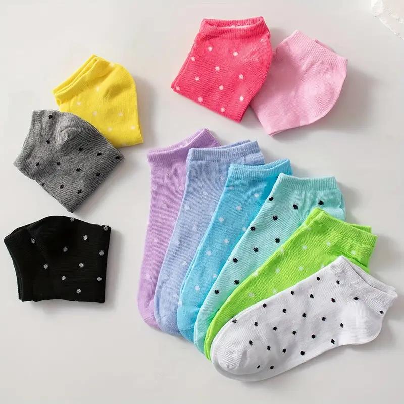 Comfortable 10-Pairs Women's Ankle Socks: Heart & Stripe Prints, Durable Knit Fabric - Ideal Gift