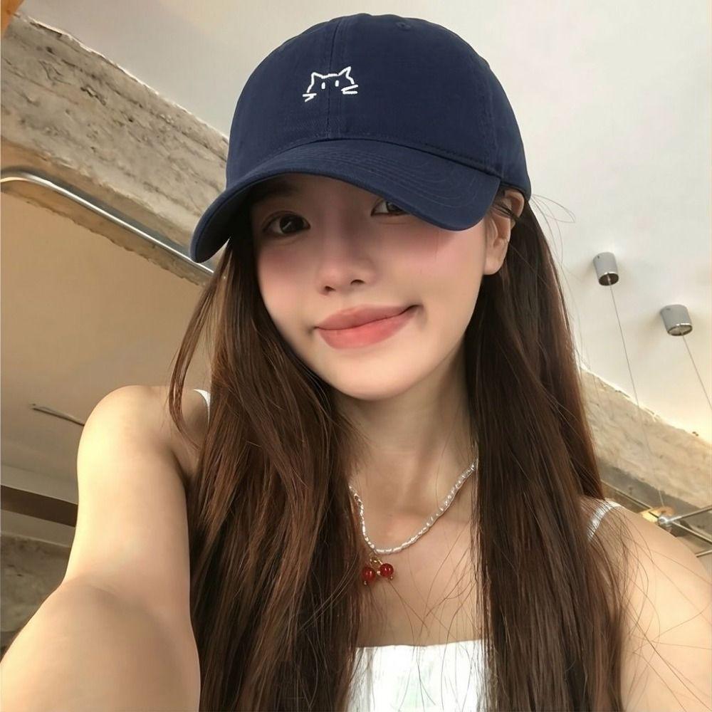 Washed Cotton Peaked Cap Wide Brim Curved Brim Cap New Baseball Cap  For Men Women