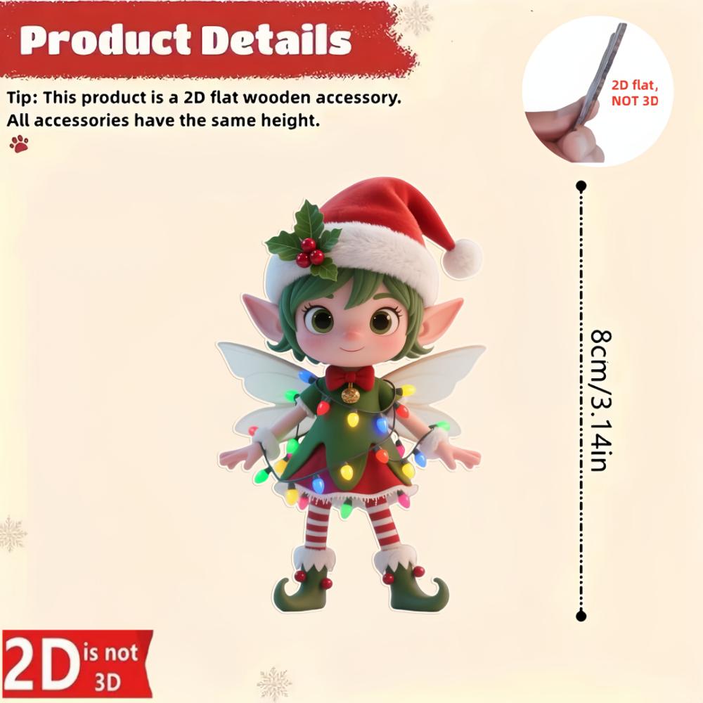 2D Acrylic Flat Christmas Lights Elf Christmas Acrylic Pendant, Christmas Party Decoration Set,suitable for Tree Placement,mini Holiday Hut Decoration