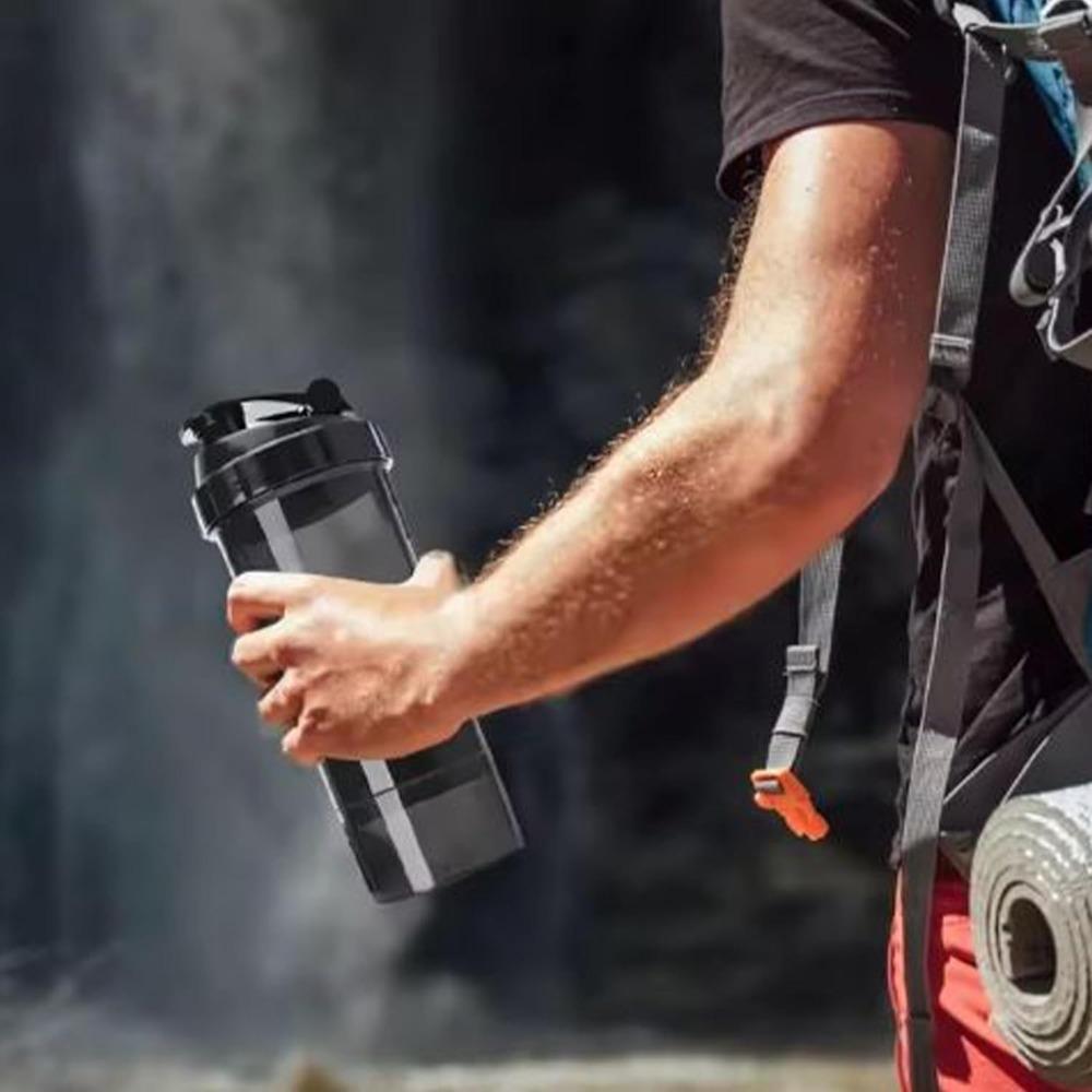 3 Layers Shaker Protein Bottle Powder Shake Cup Water Bottle Plastic Mixing Cup Body Building Exercise Bottle