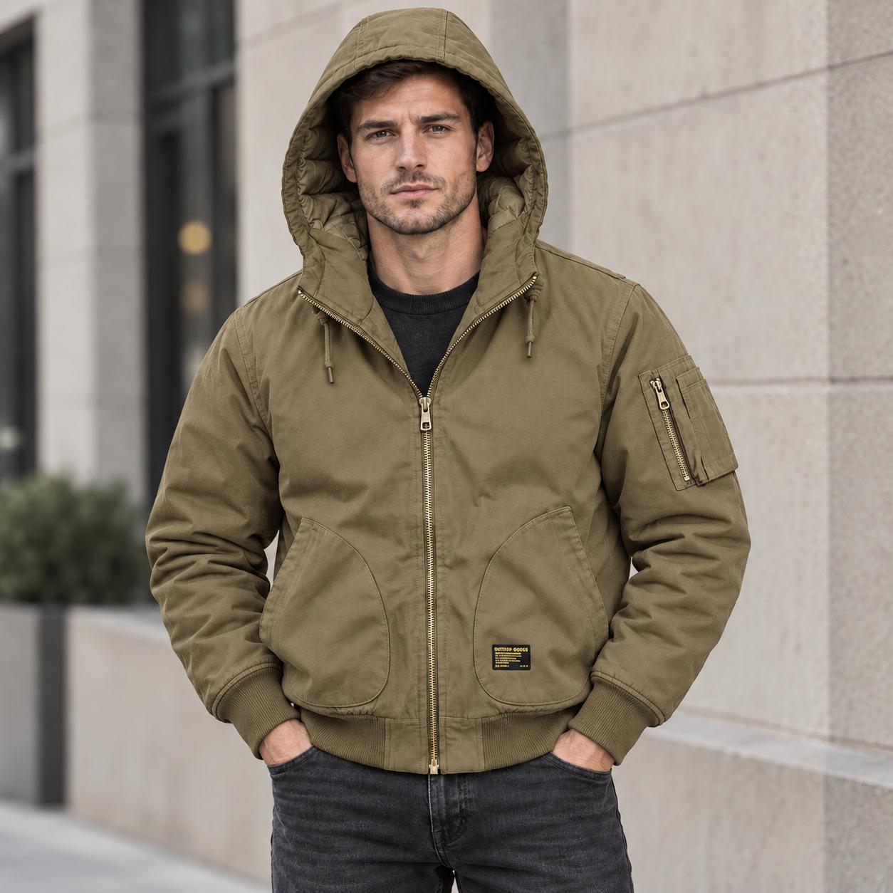 Winter Thick Hooded Bomber Coat for