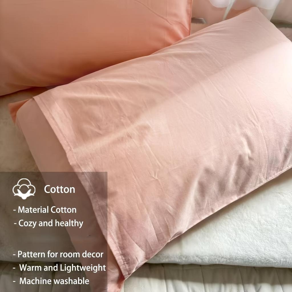 1PC 200T Cotton Percale Pillowcase 60 X 80cm,Cushion Cover,Soft&Comfy, Breathable Bed Pillowcover For Home Decoration