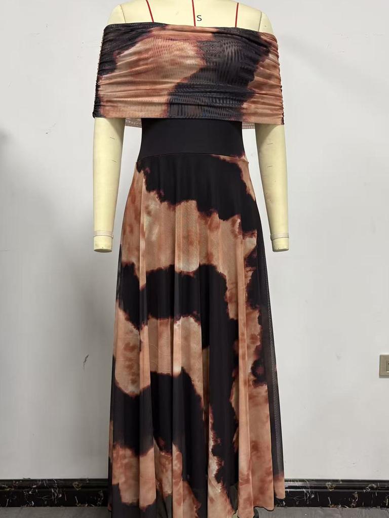 Autumn New Arrivals Women's Elegant One-Shoulder Semi-Sheer Dress Long Gown
