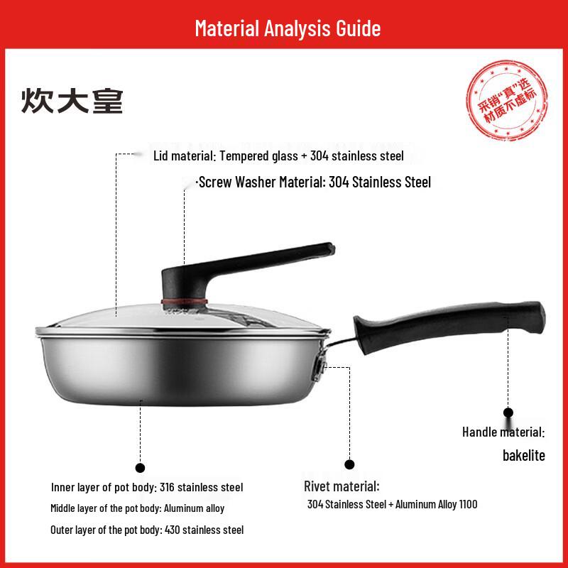 COOKER KING 316 Stainless Steel Non-stick Frying Pan 28cm