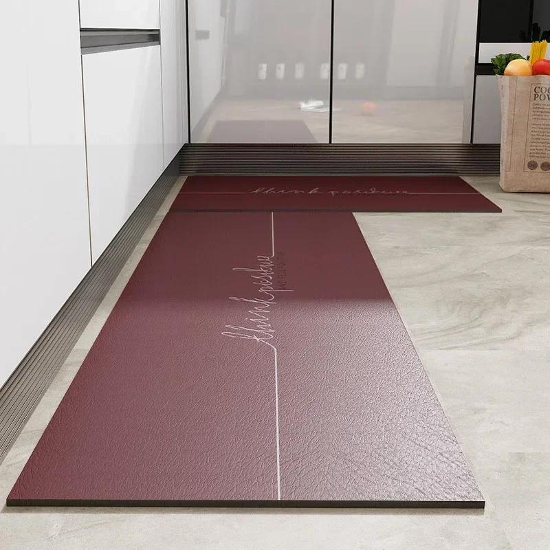 Kitchen Floor Mat Pvc Leather Waterproof Carpet Home Decoration Solid Color Rug Anti-oil Non-slip Foot Mats Alfombra
