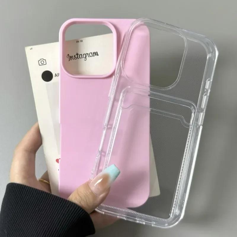 Luxury Clear Card Slot Holder Phone Case For IPhone 16 15 14 11 13 12Pro Max Wallet 2 In 1 Soft Protector Shockproof Candy Cover