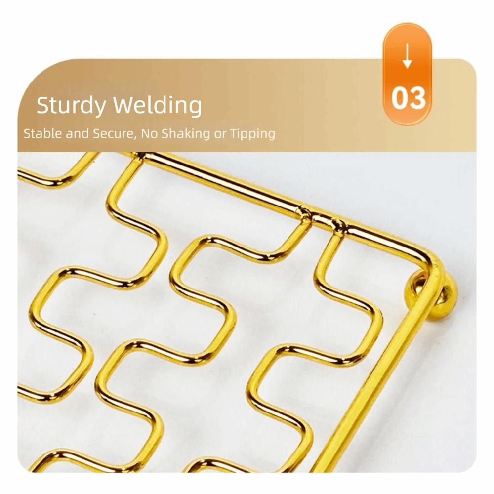 Heighted Foot Iron Insulation Pad Round/Square Non-slip Metal Pot Mat Easy To Clean Table Protection Gold Trivets