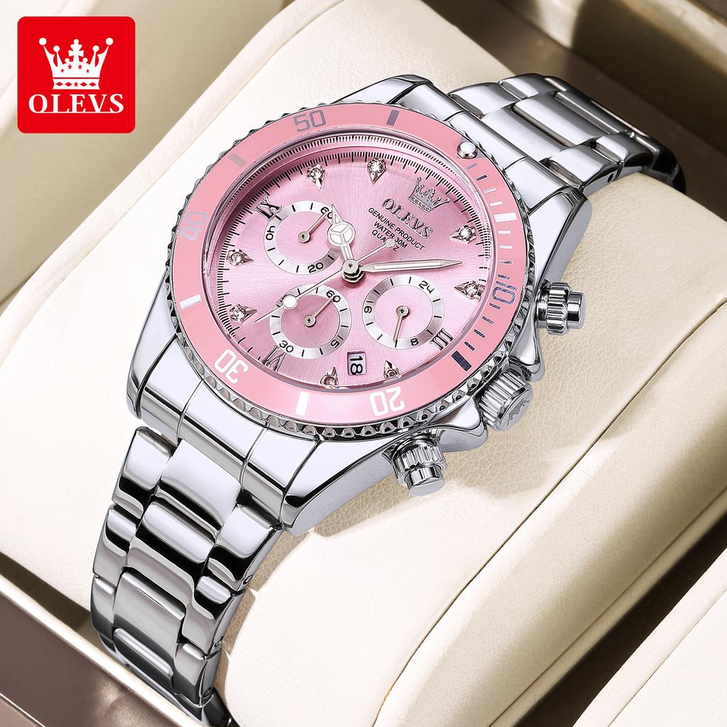 OLEVS Watches for Women Luxury Original Quartz Watch Zircon Scale Waterproof Luminous Chronograph Auto Date Ladies Watches 5632