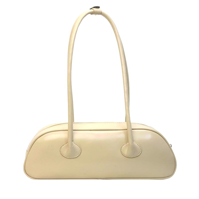 

[APOSITV] ladies tote bag Long handle Plain color pu leather simple black ivory silver (ivory)