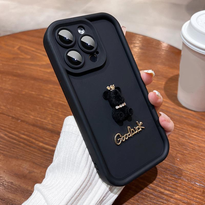 3D Písmeno Koruna Medvěd Silikonový Měkký Kryt na Telefon Pro iPhone 15 16 Pro Max 14 13 12 11 XS XR 7 8 Plus Nárazuvzdorný Cukrový Matný Kryt