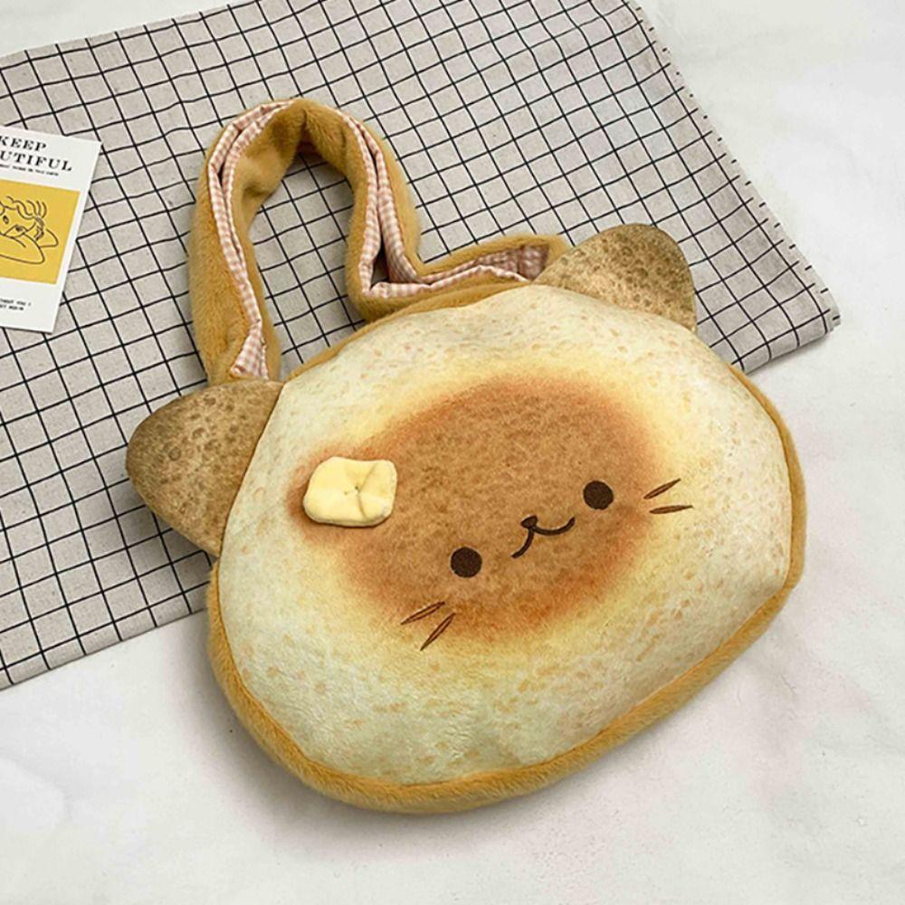 Yellow Butter Cat Shoulder Bag Large Capacity Bread Backpack Casual Cartoon Toast Tote Bag Girls